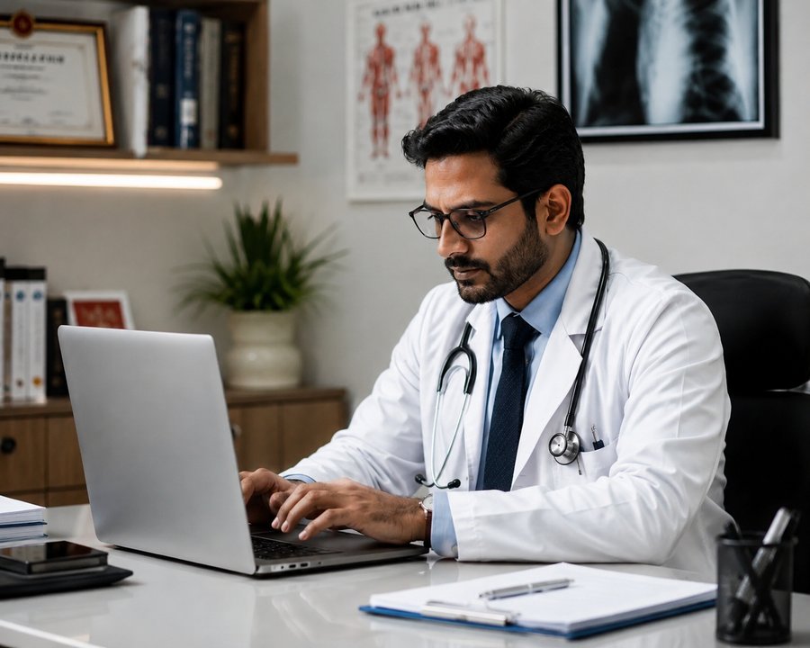 Doctors in a modern healthcare setting
